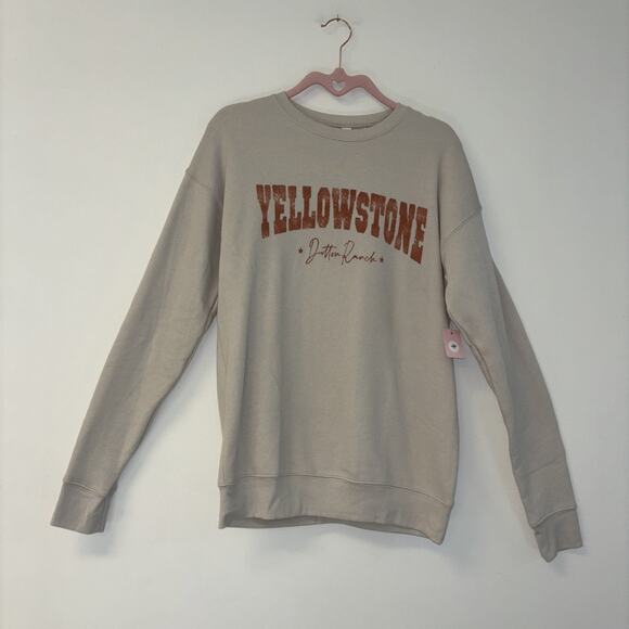 NWT Yellowstone Dutton Ranch Graphic Sweatshirt Women's Sz Sm Beige Crewneck USA - Picture 1 of 4